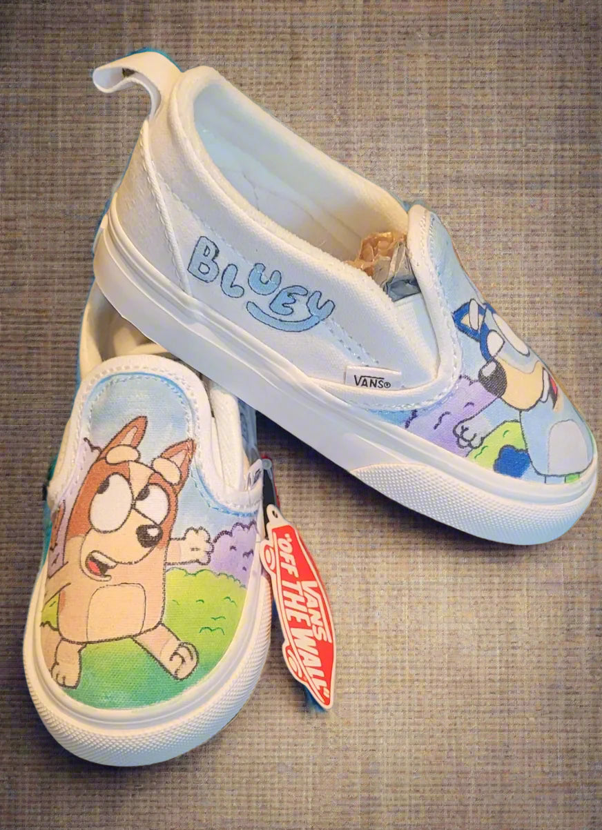 Bluey Vans Hand Drawn
