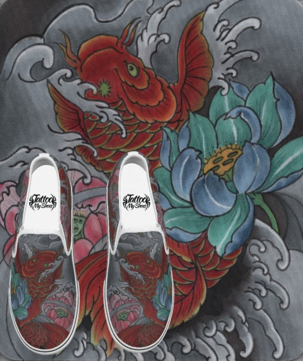 Red Koi Slip ons