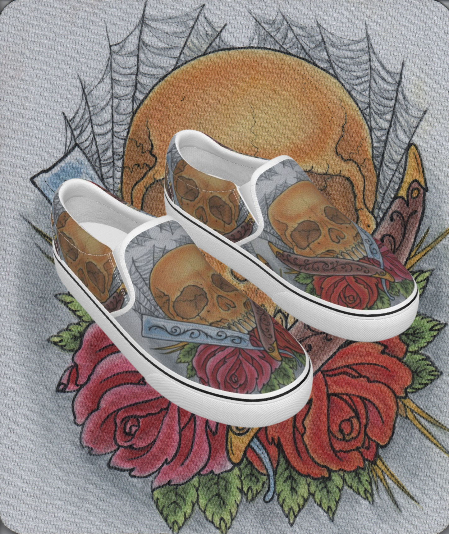 Skull and Roses Slip on