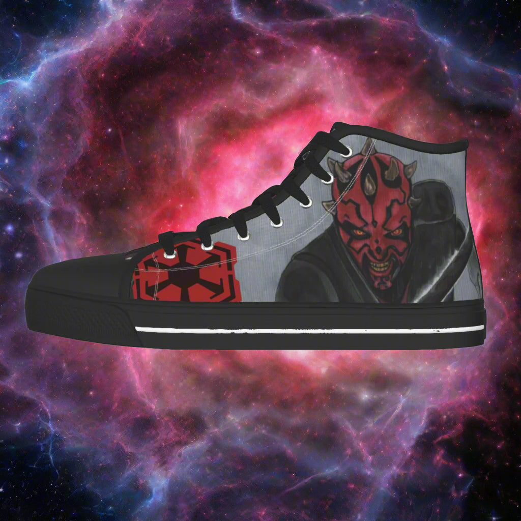 High-top sneaker with Darth Maul design on a white background