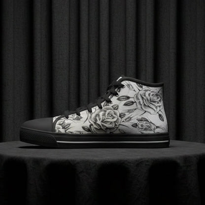 High-top sneaker with floral design on a white background