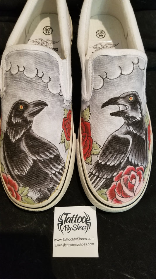 Ravens and roses slip ons