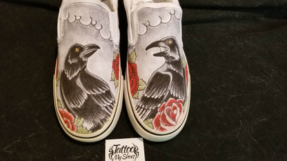 Ravens and roses slip ons