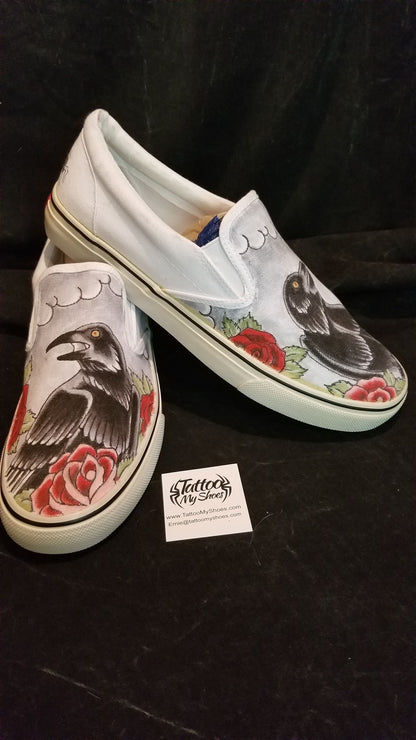 Ravens and roses slip ons