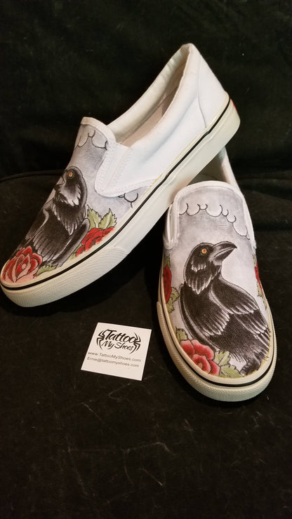 Ravens and roses slip ons