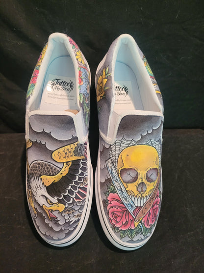 Skull and eagle Slip on