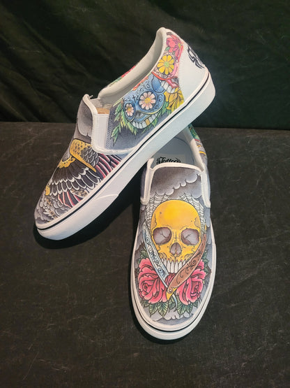 Skull and eagle Slip on