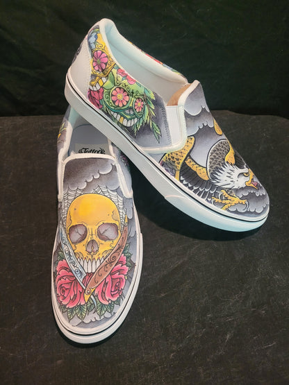 Skull and eagle Slip on