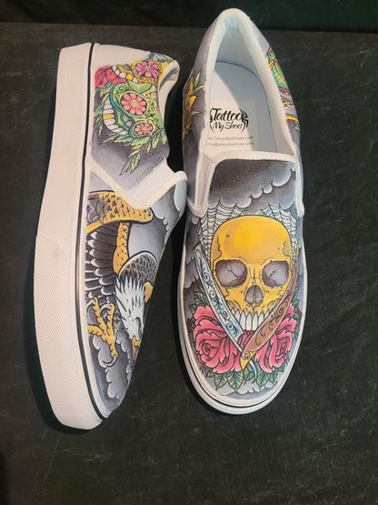 Skull and eagle Slip on