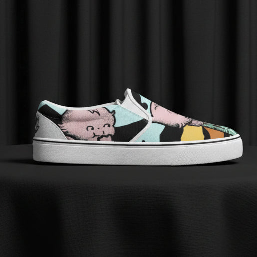 Sneaker with colorful design on a white background