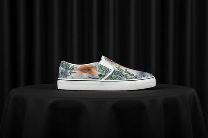 Sneaker with a fox design on a white background