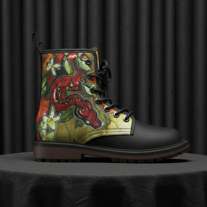 Colorful boot with floral pattern on a white background