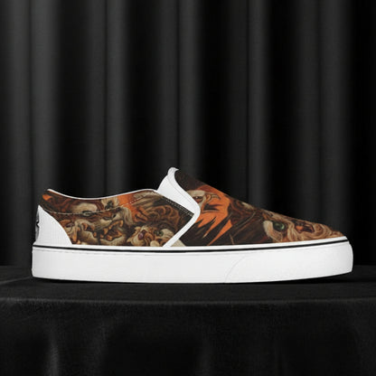 Sneaker with a patterned design on a white background