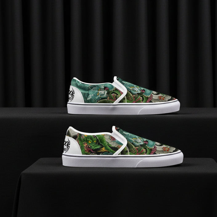 traditional Japanese and Foo Dog shoes