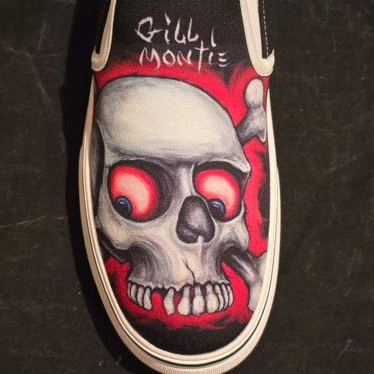 Gill Montie - Red Skulls Slip Ons Shoes