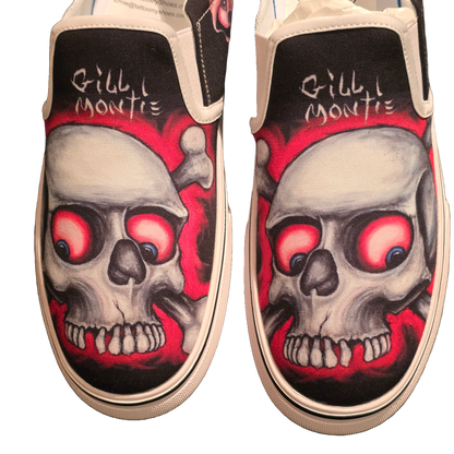 Gill Montie - Red Skulls Slip Ons Shoes