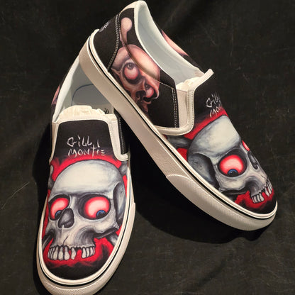 Gill Montie - Red Skulls Slip Ons Shoes