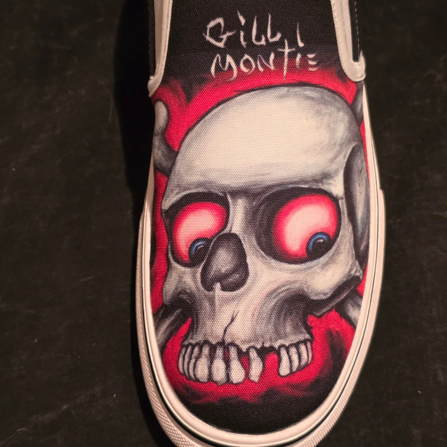 Gill Montie - Red Skulls Slip Ons Shoes