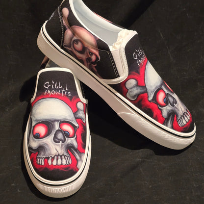 Gill Montie - Red Skulls Slip Ons Shoes