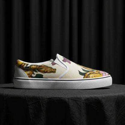 Sneaker with floral design on a white background